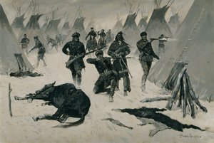クレイジーホースの敗北（マイルズ大佐によるクレイジーホースの敗北、1877年1月、インディアンビレッジへの冬の攻撃）c.1901、おそらくc.1896