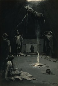 薬馬の行くこと（インドの火の神）1897 作： Frederic Remington