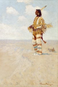 ラスト・オブ・ヒズ・レース（バニシング・アメリカン）、1908（作曲ボードに油彩） 作： Frederic Remington