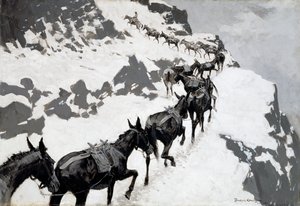 ラバパック（コロラド州の銀鉱山に入る鉱石列車）1901 作： Frederic Remington