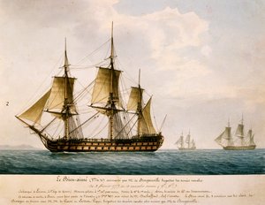 ルイ・アントワーヌ、ブーゲンビル伯 (1729-1811) の船ビアンエーム 作： Frederic Roux