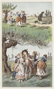 私たちは3人の女の子だった（カラーリトグラフ 作： Frederic Theodore (after) Lix