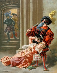 妻を殺そうとする青ひげ、1890年頃（イラスト） 作： Frederic Theodore Lix