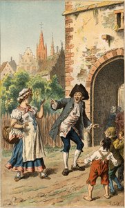 人気のある曲です。"A Paris y a-t-une dame".男がメイドをバカにしているので、顔がポリッシュで覆われている。イラストはフレデリック・セオドア・リックス（1830-1897）の "Chansons et rounds enfantines des provinces de la France "による。 作： Frederic Theodore Lix