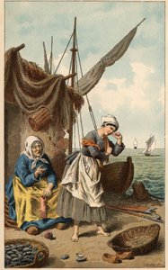 人気曲：「A la peche au mussel」 イラスト：Frederic Theodore Lix（1830-1897）。Chansons et rounds enfantines des provinces de la France "の正面図。 作： Frederic Theodore Lix