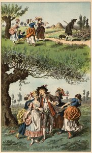 人気のある曲です。"We were three girls".イラストはフレデリック・セオドア・リックス（1830-1897）の "Chansons et rounds enfantines des provinces de la France "による。 作： Frederic Theodore Lix