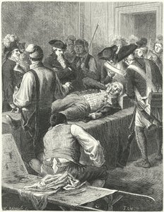 1794年に彼の処刑を待っていた公安委員会で負傷したマクシミリアンロベスピエール 作： Frederic Theodore Lix