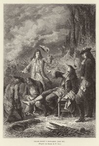 Villars blesse a Malplaquet.スペイン継承戦争、マプラケの戦いで負傷したフランスの元帥、クロード・ルイ・ヘクトール・ド・ヴィラール 作： Frederic Theodore Lix