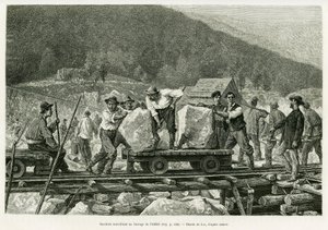 アルフェルド・ダムで働く労働者たち。エドワード・シャルトン（1807-1890）の指揮の下、1885年にドイツ人デピューター、シャルル・グラッドが「A travers l