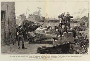 1月21日、メテンメに向けた武力偵察中にナイル川のキャンプで負傷したスーダン卿、スーダンでの戦争