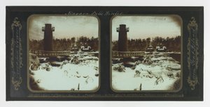 冬のナイアガラフォールズ、ヤギ島のテラピンタワー 作： Frederic and William Langenheim