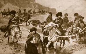 コーカサス山脈のコサック救急車隊、1914-19 作： Frederic de Haenen