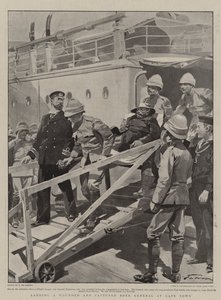 傷ついて捕らえられたボーア将軍をケープタウンに上陸させる