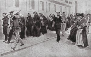 革命時、共和国の保護下にあった修道女たち（リトグラフ） 作： Frederic de Haenen