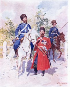 1900年頃のロシア兵（カラーリトグラフ 作： Frederic de Haenen