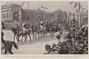 女王のダブリン到着、陛下が旧国会議事堂を通過 作： Frederic de Haenen