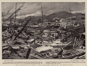 中国の台風、香港での損傷した海運 作： Frederic de Haenen