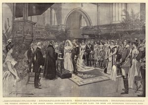 リングを交換する花嫁と花婿のファンデルヴィエ牧師が行うグルートケルケでの結婚式