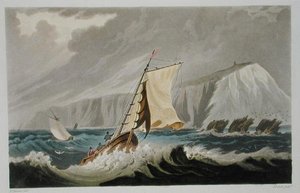 1846年に出版されたP.ロバーツ作の「The Isle of Wight Illustrated, in a Series of Coloured Views」のカウズ（アクアチント）。 作： Frederick (after) Calvert