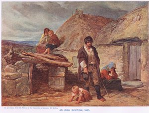 アイルランドの立ち退き、1910年頃に出版されたカッセルの「イラストレイテッドヒストリーオブイングランド」のイラスト（カラーリソ） 作： Frederick (after) Goodall
