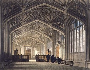 神学部の内部、F.C.ルイス(1779-1856)が刻んだ「オックスフォードの歴史」からの挿絵、R.アッカーマンが出版。 作： Frederick (after) Mackenzie