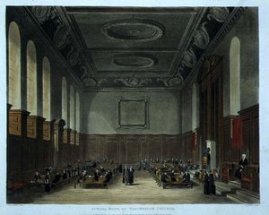 ウィンチェスター・カレッジの教室（「History of Winchester College」より）、「History of the Colleges」の一部、Joseph Constantine Stadler (fl.1780-1812)による彫刻、R. Ackermannによる出版。 作： Frederick (after) Mackenzie