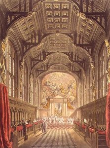 オール・ソウルズ・カレッジの礼拝堂、ジョセフ・コンスタンティン・スタドラー（1780-1812年）が彫った「オックスフォードの歴史」の挿絵、R.アッカーマンが出版したもの 作： Frederick (after) Mackenzie