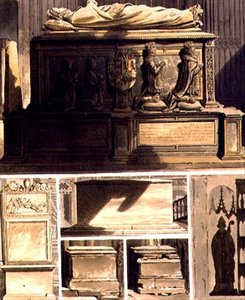 エドワード懺悔室の墓、「ウェストミンスター寺院」のプレートL、J. Bluck (fl.1791-1831) の彫刻、Rudolph Ackermann (1764-1834) による1812年のアクアチント。