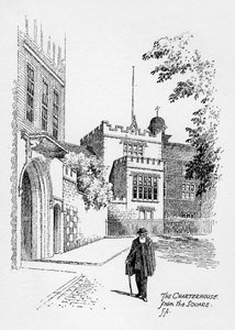 広場のチャーターハウス、ロンドン、1912年。 作： Frederick Adcock