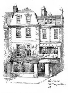 ウィスラーズハウス、96 Cheyne Walk、チェルシー、ロンドン、1912 作： Frederick Adcock
