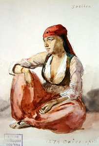 座っている女性の「ゾエフラ 作： Frederick Arthur Bridgman