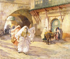通りのアラブの女性、 作： Frederick Arthur Bridgman