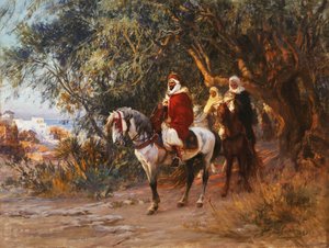 乗馬のアラブ人、1892 作： Frederick Arthur Bridgman