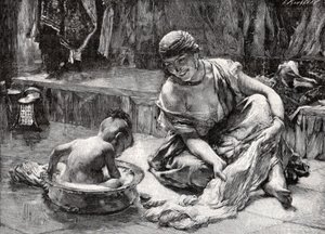 エジプト、チャイルド・バス 作： Frederick Arthur Bridgman