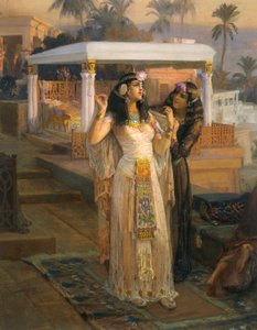 フィラエのテラスに立つクレオパトラ 作： Frederick Arthur Bridgman