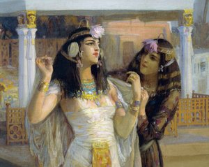 フィラエのテラスに立つクレオパトラ 作： Frederick Arthur Bridgman
