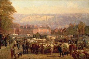 1871年の市場日のノーリッチの丘