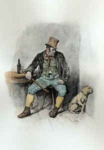 ビル・サイクスと彼の犬、「チャールズ・ディケンズ：彼の人生についてのゴシップ」、トーマス・アーチャー作、1894年頃出版（石版）（後の着色）