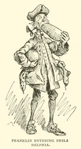 フィラデルフィアに入るフランクリン 作： Frederick Burr Opper