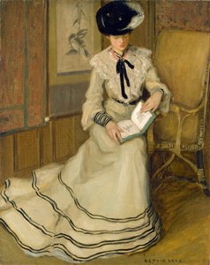 読書する少女、1903-04年頃 作： Frederick Carl Frieseke