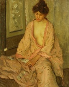 ピンクの着物 作： Frederick Carl Frieseke