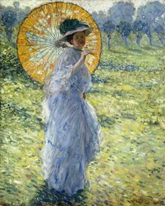散歩、日傘をさす女性、1906年頃（帆布に油彩） 作： Frederick Carl Frieseke