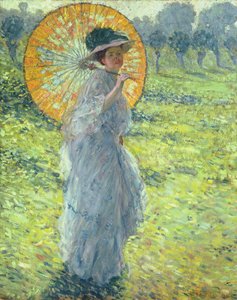 日傘を差す女」1906年頃（油彩・キャンバス 作： Frederick Carl Frieseke