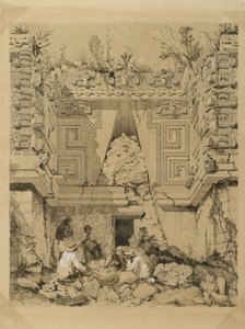 アーチウェイ、カーサデルゴベルナドール、ウクスメル、ユカタン、1843年（セピアインク＆不織布紙で洗う） 作： Frederick Catherwood
