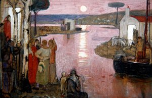 夕方のイディール」1910年頃（ボードに黒のクレヨンにテンペラ）