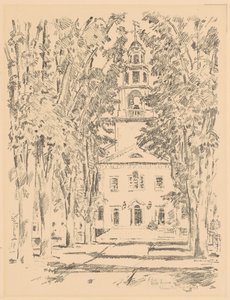 コロニアル教会、グロスター、1918 年。 作： Frederick Childe Hassam