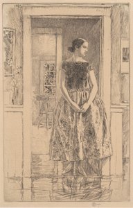 モダンなガウンを着た少女、1922 年。 作： Frederick Childe Hassam
