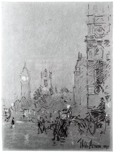 ロンドン、夕方、1897年。 作： Frederick Childe Hassam