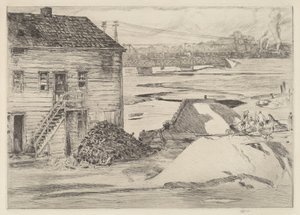 干潮、コス コブ橋、1915 年。 作： Frederick Childe Hassam
