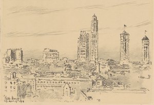 ニューヨークのスカイライン、光の建物、1918 年。 作： Frederick Childe Hassam
